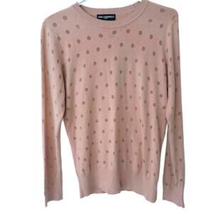 Karl Lagerfield Blush Pink polka Pot Tone on Tone Sweater - Medium